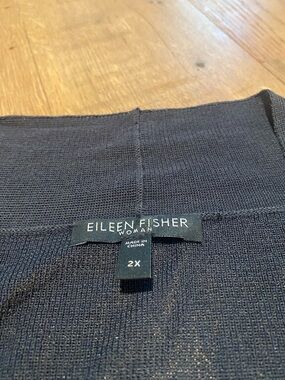 Eileen Fisher Woman Elbow Sleeve Shrug Cardigan Minimalist Neutral Graphite 2X